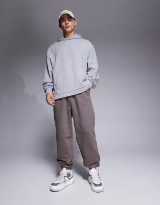 premium heavyweight oversized sweatpants 400gsm in brown