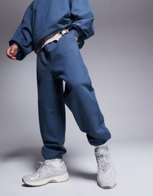 Asos Design Premium Heavyweight Oversized Sweatpants 400gsm In Charcoal-navy