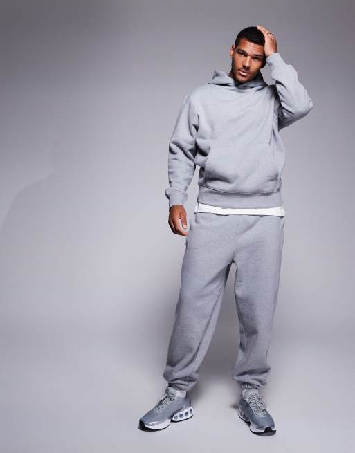 ASOS DESIGN premium heavyweight oversized sweatpants 400gsm in gray heather, 3 of 5