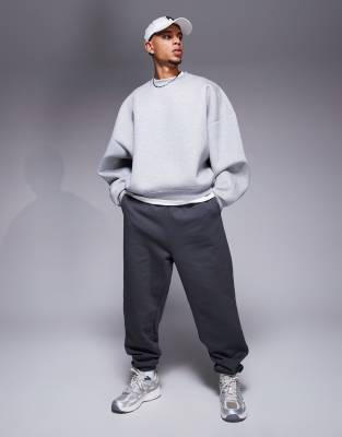ASOS DESIGN super wide leg trackies with side panels in grey marl