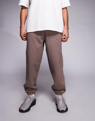 Asos Design Premium Heavyweight Oversized Sweatpants In Brown
