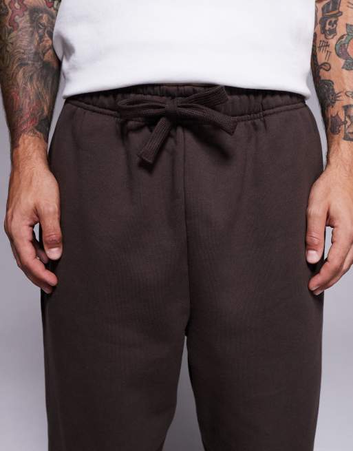 ASOS DESIGN premium heavyweight oversized joggers in 400gsm in brown