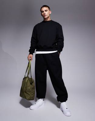 premium heavyweight oversized sweatpants in black