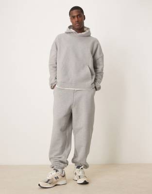 Asos Design Premium Heavyweight Oversized Sweatpants In Heather Gray