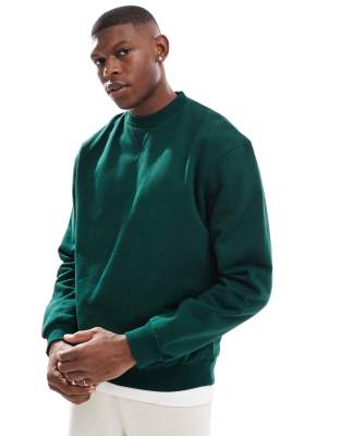 premium heavyweight oversized sweatshirt 400gsm in dark green