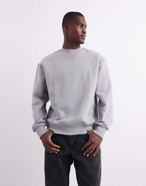 ASOS DESIGN premium heavyweight oversized sweatshirt 400gsm in grey marl - GREY - view 1