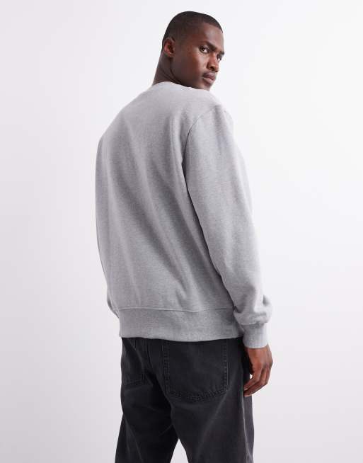 ASOS DESIGN premium heavyweight oversized sweatshirt 400gsm in grey marl - GREY, 3 of 5