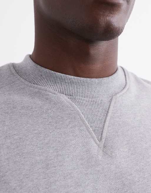 ASOS DESIGN premium heavyweight oversized sweatshirt 400gsm in grey marl - GREY, 5 of 5