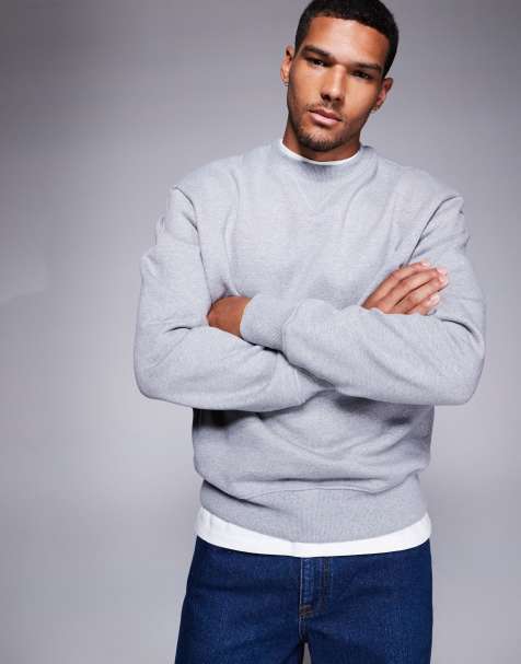 ASOS DESIGN premium heavyweight oversized sweatshirt 400gsm in grey marl - view 1