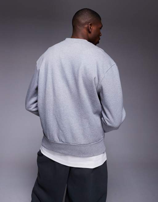 ASOS DESIGN premium heavyweight oversized sweatshirt 400gsm in grey marl