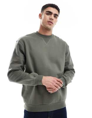 premium heavyweight oversized sweatshirt 400gsm in KHAKI-Green