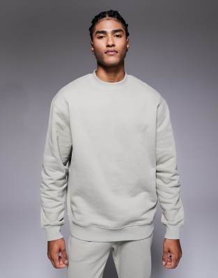 Asos Design Premium Heavyweight Oversized Sweatshirt 400gsms In Gray