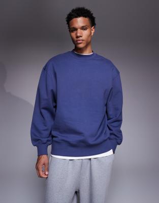 Asos Design Premium Heavyweight Oversized Sweatshirt In Blue