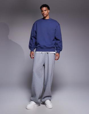 Asos Design Premium Heavyweight Oversized Sweatshirt In Blue