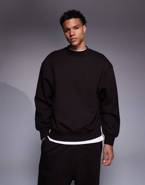ASOS DESIGN premium heavyweight oversized sweatshirt in 400 gsm brown  - BROWN - view 1