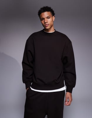 Asos Design Premium Heavyweight Oversized Sweatshirt In Brown