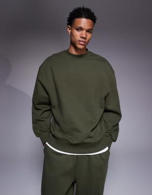 Asos Design Premium Heavyweight Oversized Sweatshirt In Green