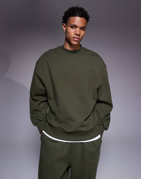 ASOS DESIGN premium heavyweight oversized sweatshirt in 400 gsm khaki - view 1