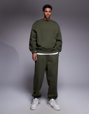Asos Design Premium Heavyweight Oversized Sweatshirt In Green