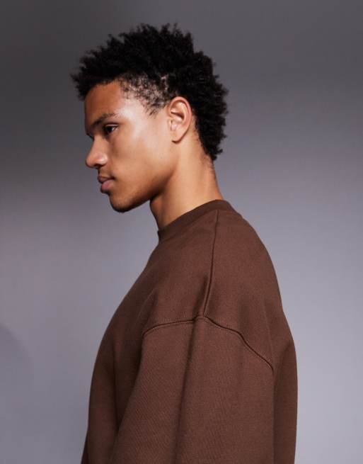 ASOS DESIGN premium heavyweight oversized sweatshirt in 400gsm brown - BROWN, 4 of 5