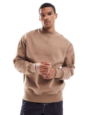 Asos Design Premium Heavyweight Oversized Sweatshirt In Beige-brown