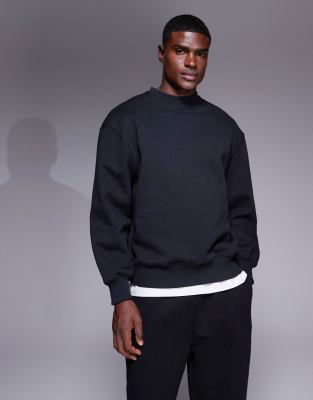 Asos Design Premium Heavyweight Oversized Sweatshirt In Black