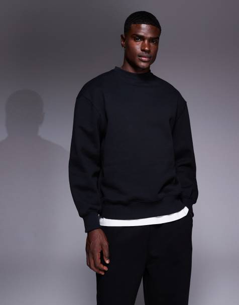 ASOS DESIGN premium heavyweight oversized sweatshirt in black - view 1