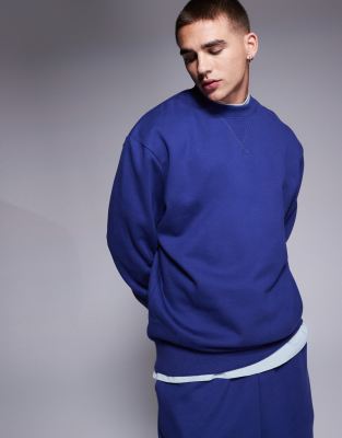 Asos Design Premium Heavyweight Oversized Sweatshirt In Blue