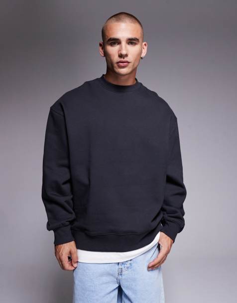 ASOS DESIGN premium heavyweight oversized sweatshirt in charcoal - view 1