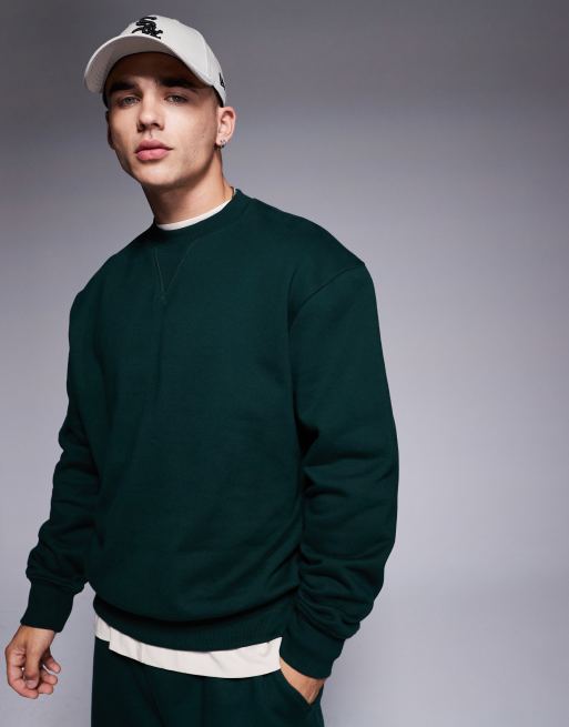 ASOS DESIGN premium heavyweight oversized sweatshirt in forest green