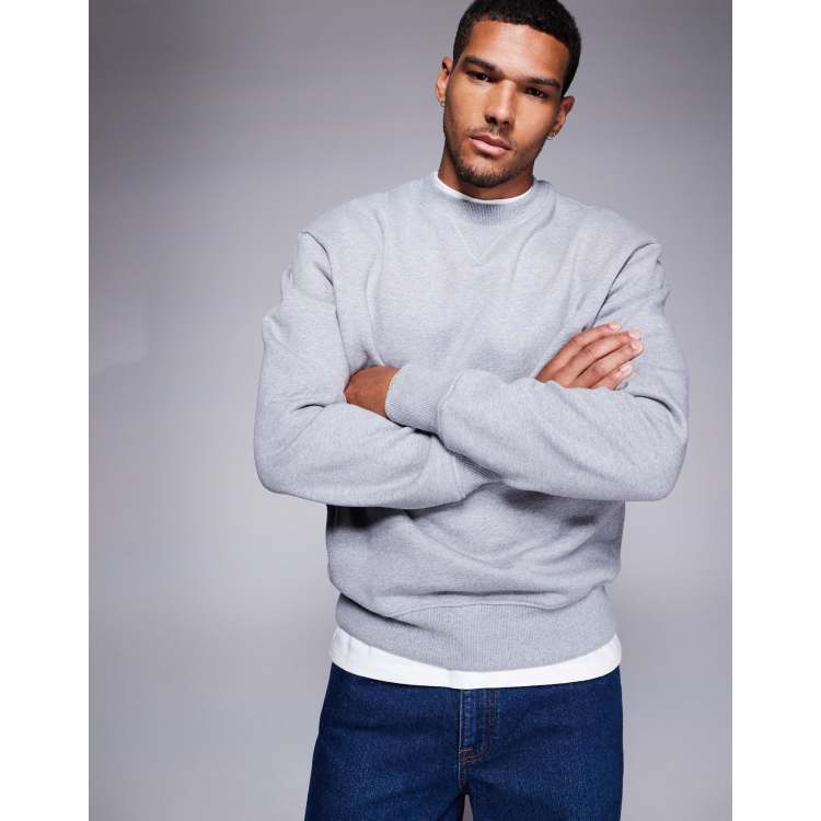 Breeze T Shirt Mens WillardmarineShops DESIGN premium heavyweight oversized sweatshirt in grey marl WillardmarineShops