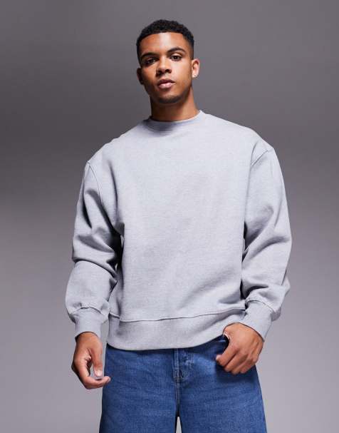 ASOS DESIGN premium heavyweight oversized sweatshirt in heather gray - view 1