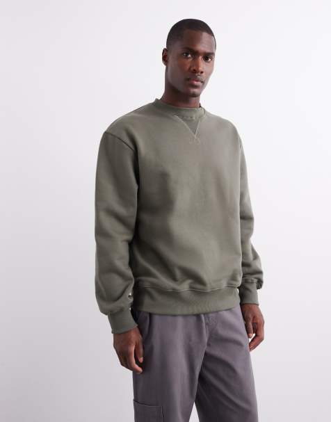 ASOS DESIGN premium heavyweight oversized sweatshirt in khaki - view 1