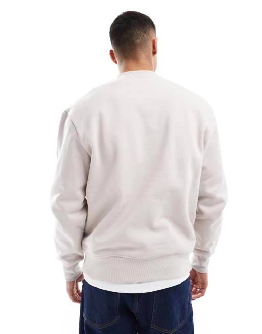 ASOS DESIGN premium heavyweight oversized sweatshirt in light beige, 4 of 4