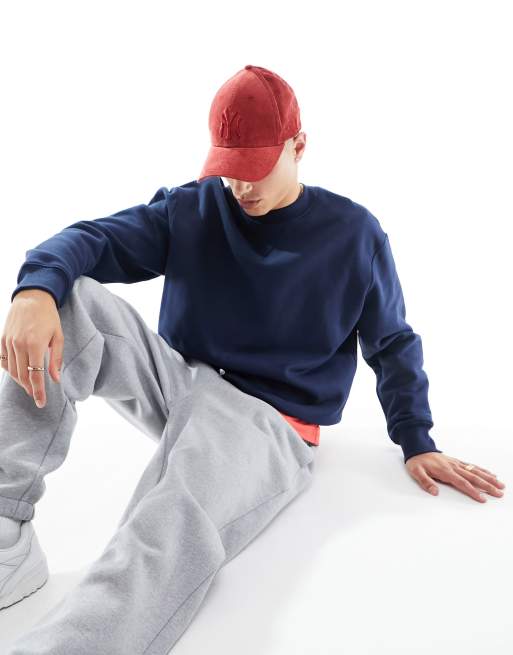 ASOS DESIGN premium heavyweight oversized sweatshirt in navy - NAVY