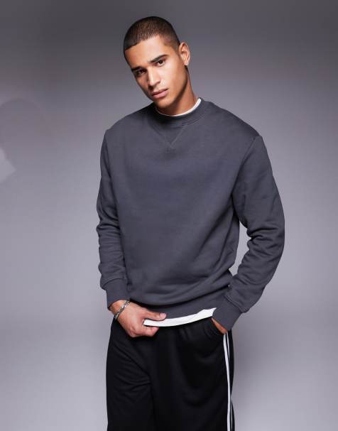 ASOS DESIGN premium heavyweight oversized sweatshirt in washed black - view 1
