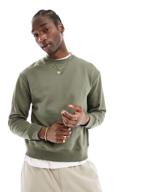 ASOS DESIGN premium heavyweight oversized sweatshirt in washed khaki