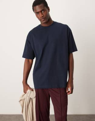 ASOS DESIGN Premium heavyweight oversized t-shirt 300gsm in navy φωτογραφία