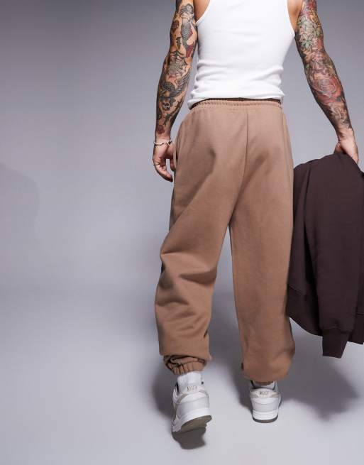 ASOS DESIGN premium heavyweight oversized trackies 400gsm in beige | ASOS
