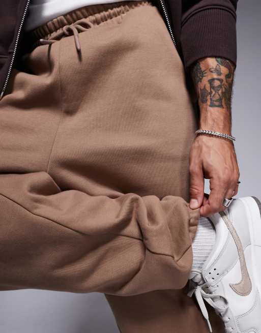 ASOS DESIGN premium heavyweight oversized trackies 400gsm in beige | ASOS