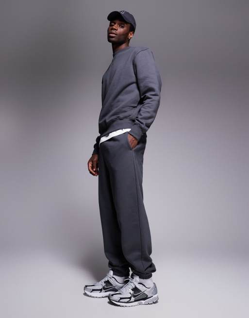 ASOS DESIGN premium heavyweight oversized trackies 400gsm in washed black