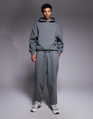 ASOS DESIGN premium heavyweight oversized trackies in 400gsm in grey | ASOS
