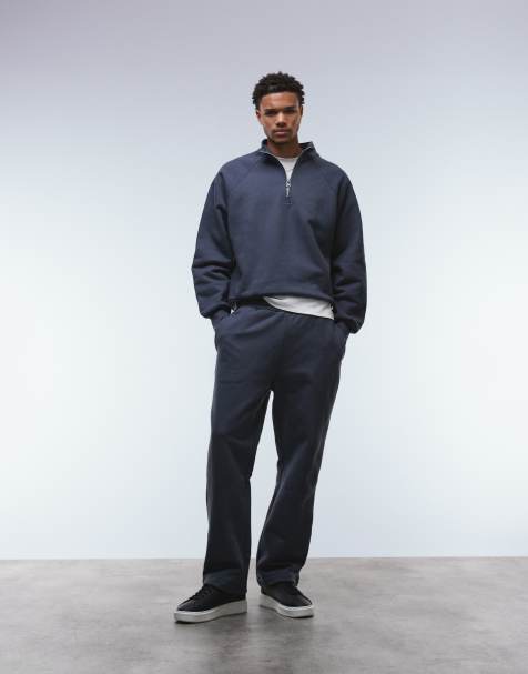 ASOS DESIGN premium heavyweight oversized trackies in 650 gsm navy - view 1