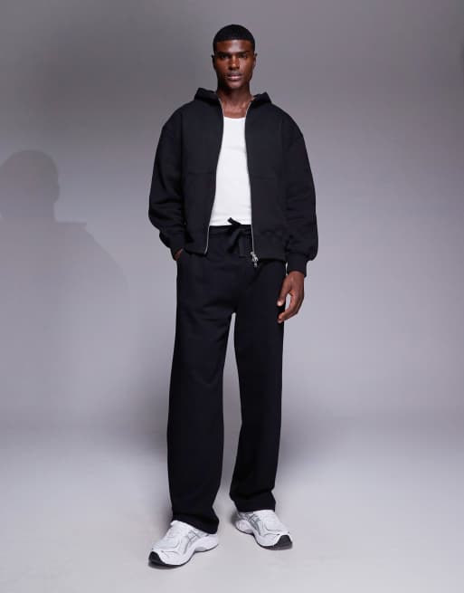 ASOS DESIGN premium heavyweight oversized zip up hoodie 400gsm in black