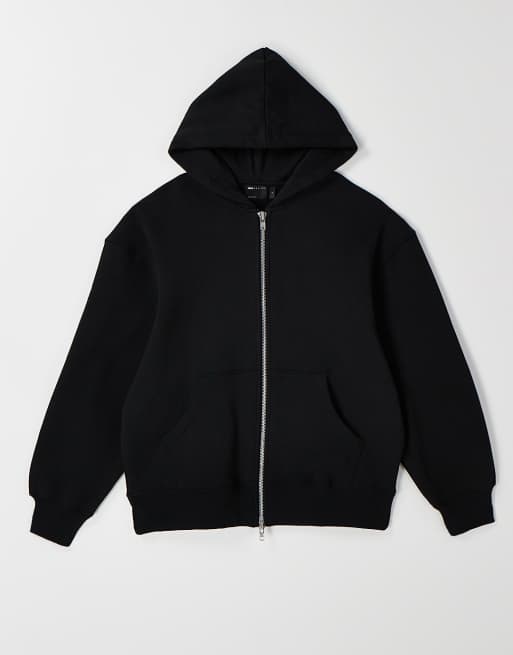 ASOS DESIGN premium heavyweight oversized zip up hoodie 400gsm in black