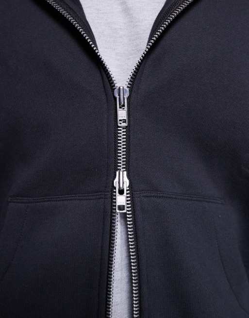 ASOS DESIGN premium heavyweight oversized zip-through hoodie in 400gsm in charcoal, 5 of 5