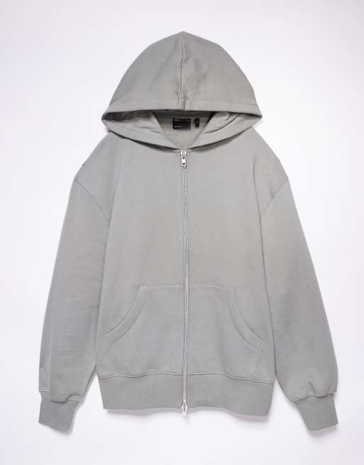 ASOS DESIGN premium heavyweight oversized zip through hoodie in 400gsm khaki - KHAKI, 6 of 6