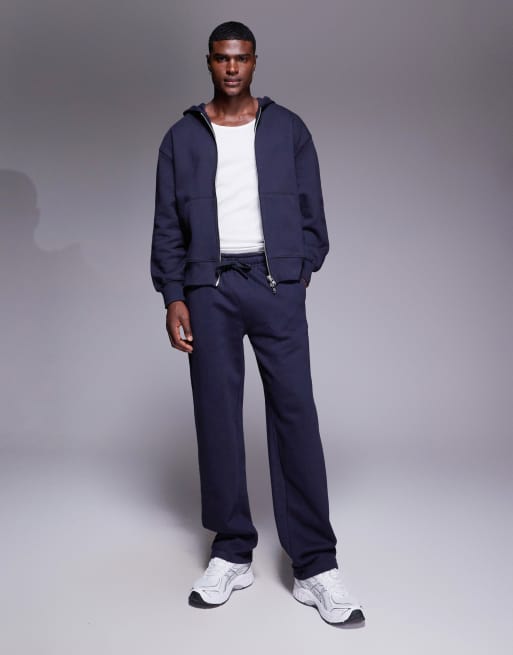 ASOS DESIGN premium heavyweight oversized zip through hoodie in navy