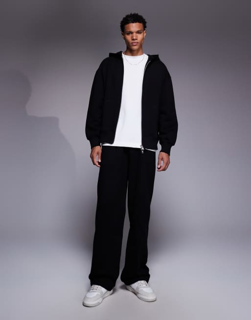 ASOS DESIGN premium heavyweight oversized zip up hoodie 400gsm in black