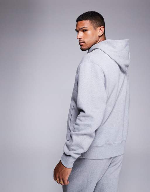 ASOS DESIGN premium heavyweight oversized zip up hoodie in heather gray